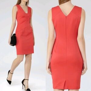 NEW REISS Aleana fitted shift dress size US 2 in red.